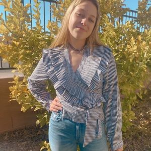 Ruffle Collar Wrap Top